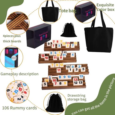 Rummy Cube Game Original - Rummy Cube Game 2-6 Players with 160 Tiles and 6 Wooden Racks - Classic Board Games for Family and Party in Saudi Arabia