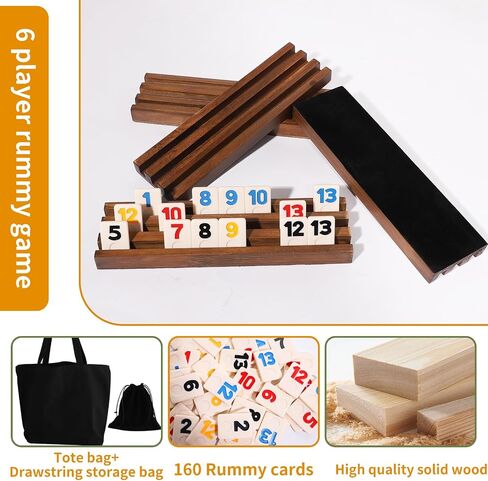 Rummy Cube Game Original - Rummy Cube Game 2-6 Players with 160 Tiles and 6 Wooden Racks - Classic Board Games for Family and Party in Saudi Arabia