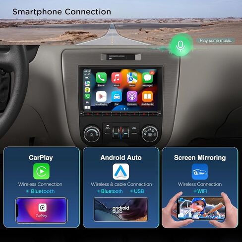 XTRONS Car Stereo for Chevy Silverado Chevrolet Tahoe GMC Sierra, Android 12 Octa Core 4GB+64GB Car Radio, 8 Inch IPS Touch Screen GPS Navigation for Car Bluetooth Head Unit DSP Car Play Android Auto in Kuwait