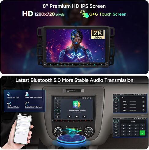 XTRONS Car Stereo for Chevy Silverado Chevrolet Tahoe GMC Sierra, Android 12 Octa Core 4GB+64GB Car Radio, 8 Inch IPS Touch Screen GPS Navigation for Car Bluetooth Head Unit DSP Car Play Android Auto in Kuwait