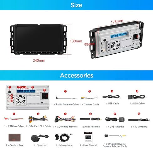 XTRONS Car Stereo for Chevy Silverado Chevrolet Tahoe GMC Sierra, Android 12 Octa Core 4GB+64GB Car Radio, 8 Inch IPS Touch Screen GPS Navigation for Car Bluetooth Head Unit DSP Car Play Android Auto in Kuwait