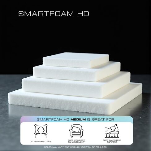 SmartFoam HD Custom Cut Foam for Mattresses & Cushions – High Density Upholstery Foam for DIY Projects, Beds, & Sofas Premium, Free Choice of Comfort Levels (Medium or Firm) in Saudi Arabia