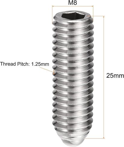 مجموعة براغي Uxcell ذات نقطة كروية، M8 × 16 مم 304 من الفولاذ المقاوم للصدأ متري برغي مقبس سداسي زنبركي 8 قطع in Saudi Arabia