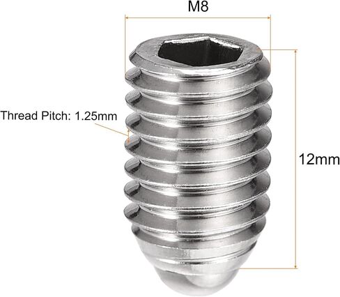 مجموعة براغي Uxcell ذات نقطة كروية، M8 × 16 مم 304 من الفولاذ المقاوم للصدأ متري برغي مقبس سداسي زنبركي 8 قطع in Saudi Arabia