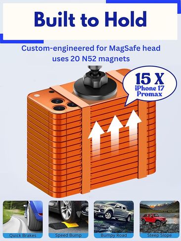 Cup Phone Holder for Car, Magnetic – Compatible with MagSafe, Secure Magnetic Mount, Stability-Enhanced Expandable Base, Flexible Reinforced Gooseneck, Works with iPhone, Galaxy, Pixel [Not Charger] in Saudi Arabia