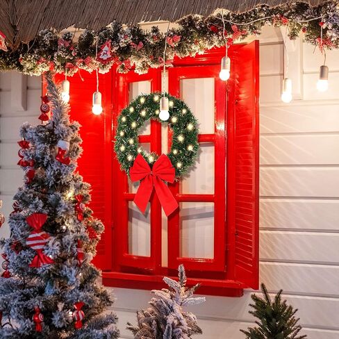 Frienda Christmas Reindeer Antlers Car Kit Candy Cane Antler Christmas Hanging Pendant Candy Nose Santa Claus Legs and Xmas Wreath with LED for Xmas Car Decorations in Saudi Arabia