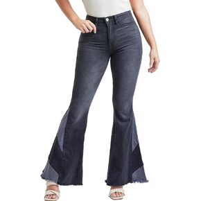 YMI Women's High Rise Gigi Flare Jean with Block Panel in Kuwait