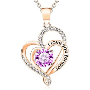 Mothers Day Gifts for Mom, Heart Necklaces for Women, Sterling Silver I Love You Necklace, Romantic Gift from Daughter Son,Birthday Jewelry Gift for Women in Saudi Arabia
