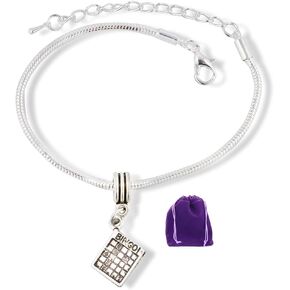 Bingo Playing Card Snake Chain Charm Bracelet