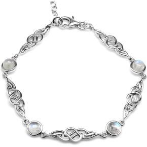 Silvershake 5MM Round Shape Gemstones White Gold Plated or Yellow Gold Plated 925 Sterling Silver Scroll/Filigree Celtic Knot Weave 7 to 8.5 Inch Adjustable Bracelet Jewelry for Women in Kuwait