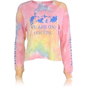 Disney Ladies Lion King Fashion Top - Hakuna Matata Clothing Lion King Tie Dye Long Sleeve Crop Tee