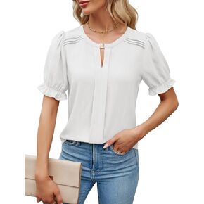 Blooming Jelly Womens Dressy Casual Tops Short Sleeve Work Shirts Summer Business Work Blouses