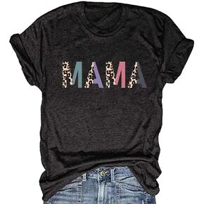 T-Shirt for Mama Women's Mom Life Graphic Tees Casual Cute Mother's Day Tops for Mommy
