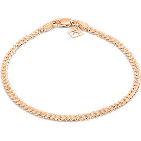 KEZEF Creations Rose Gold Plated Sterling Silver 3mm Miami Cuban Link Chain Necklace 11 Inch