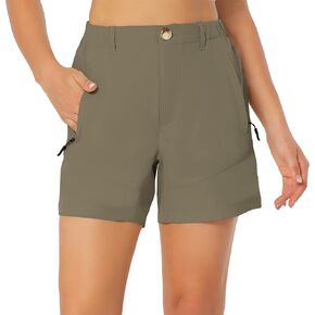 Womens 5 Inch Hiking Shorts Quick Dry Water Resistant Stretch Golf Shorts with Zipper Pockets