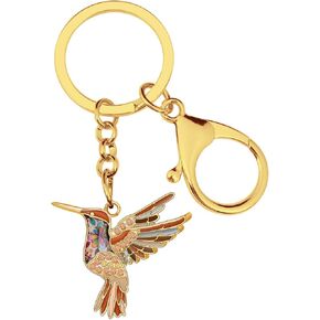 Enamel Alloy Crystal Hummingbird Keychain Bird Charms For Women Girls Bag Car Wallet
