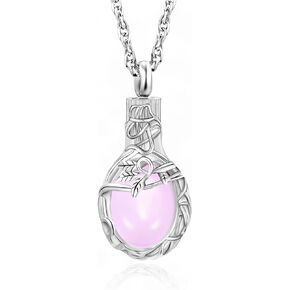Tree of Life Urn Necklace for Ashes Teardrop Cremation Jewelry with Crystal Love Memorial Jewelry Ash Holder Birthstone Necklaces for Ashes Remembrance Funeral Pendant