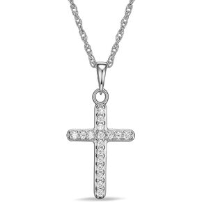DIAMONLITE Moissanite Diamond Pendant Necklace for Women, 18K Gold Plated 925 Sterling Silver Cross or Heart Necklace for Women, Brilliant Cut D Color VVS1 Clarity Lab Created Diamond, Gifts for Women Her Wife Girlfriend Mom, 18"+2" Extender