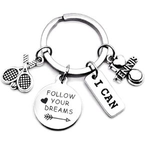Tennis Keychain Tennis Coach Keychain Tennis Racket Tennis Ball Tennis Player Tennis Team Sports Lover Gift Tennis Key Ring I Can I Love Tennis Charm Tennis Gift Follow Your Dreams Keyring Key Chain