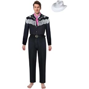 Doll Cosplay Costume Adult Men Retro 80s 90s Doll Cowboy Outfit Jacket Hat Belt Scarf Halloween Suits