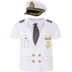 Ibeauti Captain Shirt Funny Boat Yacht Costume Tee Hat Set for Men Party Boating