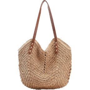 ZNMDOK Women Straw Tote Bag Summer Beach Bags Large Woven Fishing Net Shoulder Bag Straw Bag in Kuwait