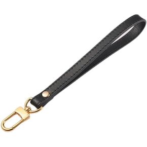 Wristlet KeyChain Strap,Genuine Leather Replacement KeyChain Hand Wrist Strap for Clutch Wallet Phone Key(Black Litchi Leather Gunmetal G Buckles)
