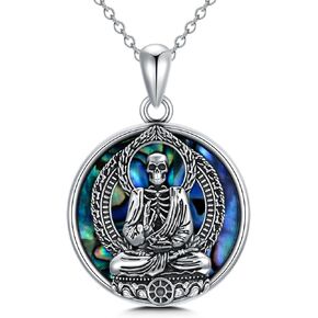 PROESS Skull Necklace 925 Sterling Silver Sun and Moon/Claddagh Necklace Skeleton Pendant Skull Jewelry Gifts for Women Men for Birthday Christmas