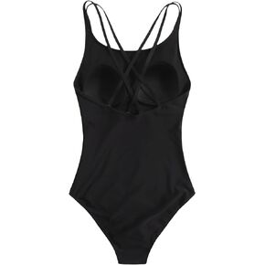 WDIRARA Women's Floral Appliques One Piece Swimsuit Scoop Neck Monokini