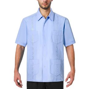Men's Guayabera Shirts Button Down Cuban Beach Shirt Tops in Kuwait
