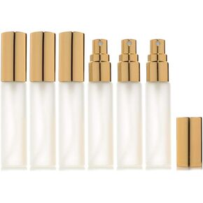 Enslz 6 pcs Frosted Fine Mist 10ml1/3oz Atomizer Glass Bottle Vial Spray Refillable Fragrance Perfume Empty Scent Bottle 2 pcs 3ML Free Pipette (10ml, Silver)
