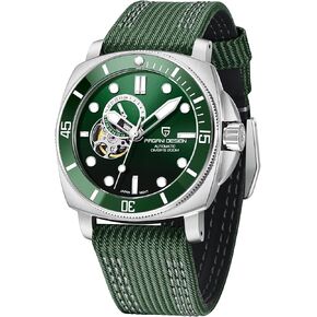 ساعات باجاني ديزاين الأوتوماتيكية للرجال اليابان NH39 هيكل عظمي ميكانيكي مقاوم للماء ساعة يد للرجال بنمط عسكري بحزام من النايلون in Kuwait