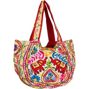 TribeAzure Elephant Tote Embroidered Mirror Shoulder Bag Top Handle Satchel Summer Beach Casual Fashion