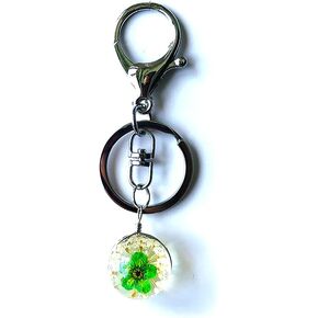 Cute glass ball plant flower key chain woman girl bag charm car key accessories gift
