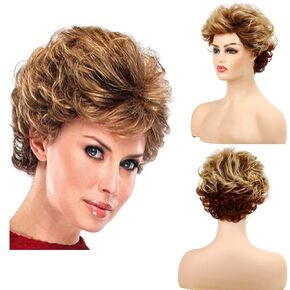 Baruisi Short Fluffy Grey Wigs for Women Natural Looking Synthetic Short Curly Cosplay Hair Wig