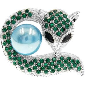 Retro cute fox brooches alloy animal pearl brooches Rhinestone jewelry corsage clothing accessories anti-glare fashion clothing accessories silk scarf buckle accessories