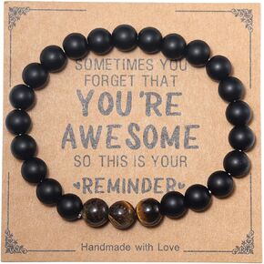 COLORFUL BLING Natural Stone Inspirational Bracelet Sometimes You Forget that You Are Awesome Unique Birthday Christmas Healing Stress Relief Gift for for Women Men