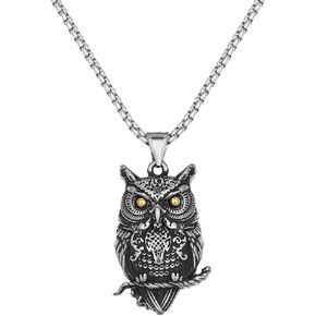 قلادة على شكل بومة للرجال، قلادة على شكل فروع البومة والبانك روك وبومة الطيور، قلادة بدلاية على شكل رأس بومة فايكنغ، قلادة للرجال بتصميم الهيب هوب على شكل بومة، مجوهرات هدية عيد الاب, ستانلس ستيل, لا in Kuwait