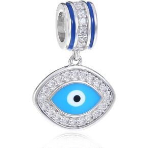 925 Sterling Silver Evil Eye Charm Angel Charm Symbol Charm Halloween Charm for Pandora Charms Bracelet (B)