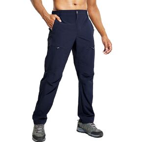 Haimont Men's Hiking Pants with 6 Zip Pockets Nylon Quick Dry Lightweight Outdoor Travel Cargo Pants, Water Resistant