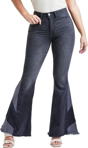 YMI Women's High Rise Gigi Flare Jean with Block Panel in Saudi Arabia