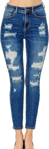 جينز شمعي نسائي عالي الارتفاع ومدمر عند الكاحل in Kuwait