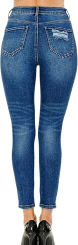 جينز شمعي نسائي عالي الارتفاع ومدمر عند الكاحل in Kuwait