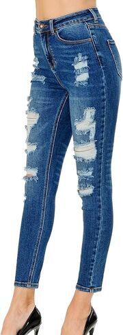 جينز شمعي نسائي عالي الارتفاع ومدمر عند الكاحل in Kuwait