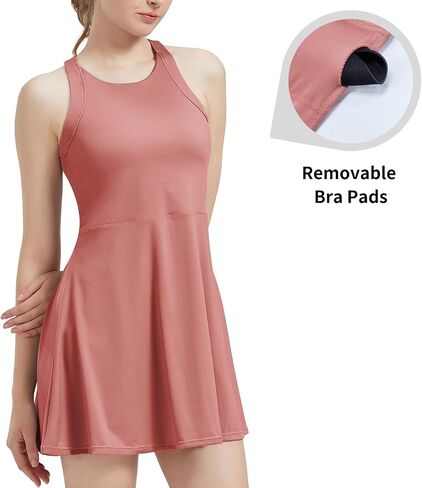 Women's Tennis Dress Built-in Bra & Shorts Athletic Dress Workout Golf Dress with Pockets for Women in Saudi Arabia
