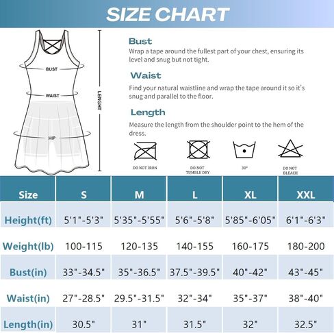 Women's Tennis Dress Built-in Bra & Shorts Athletic Dress Workout Golf Dress with Pockets for Women in Saudi Arabia
