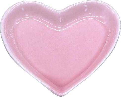 Caliwill Ring Dish Jewelry Dish Tray Ceramic ring holder dish ring bowl jewelry dish tray Organizing Rings earrings Plate Birthday Christmas Gift (Pink Heart) in Kuwait