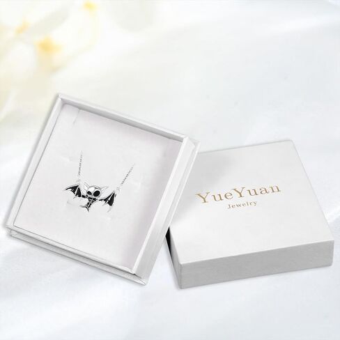 YueYuan Skull Bat Necklace 925 Sterling Silver Gothic Bat Pendant Goth Skull Necklace Witch Skull Jewelry Gifts for Men Women in Saudi Arabia