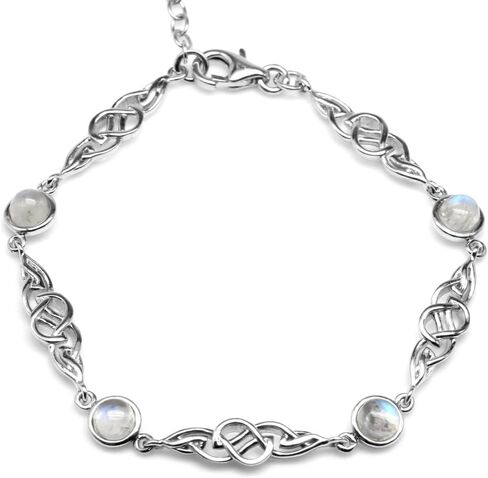 Silvershake 5MM Round Shape Gemstones White Gold Plated or Yellow Gold Plated 925 Sterling Silver Scroll/Filigree Celtic Knot Weave 7 to 8.5 Inch Adjustable Bracelet Jewelry for Women in Kuwait