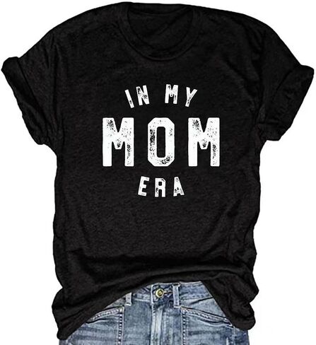 تي شيرت نسائي مطبوع عليه Mom Life من Mama، تي شيرت كاجوال لطيف لعيد الأم للأم in Saudi Arabia